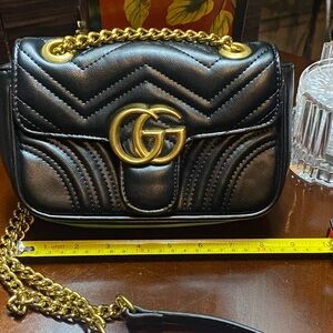 Black and Gold Designer Quilted Shoulder Bag